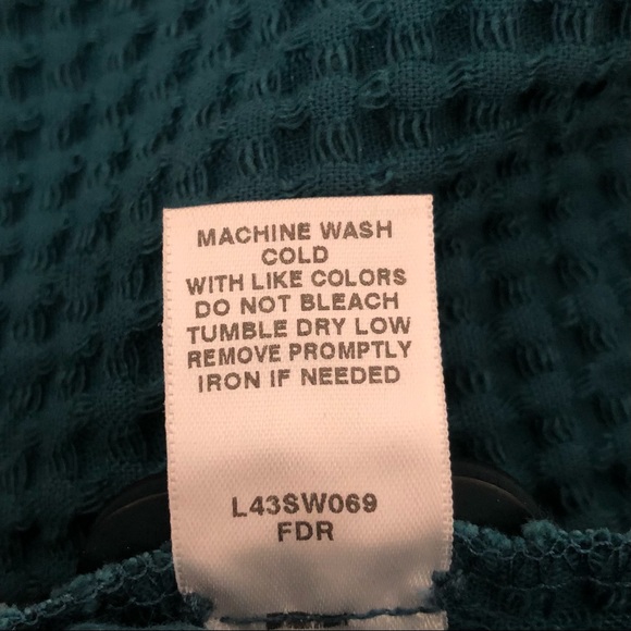 Super retro Cabela’s waffle knit 100% cotton jacket.  Size XL Teal - Picture 5 of 8